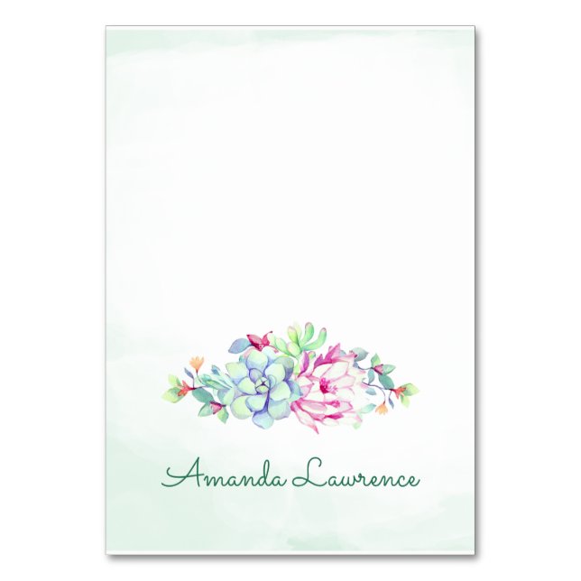 Watercolor Cactus & Succulents Place Cards (Front)