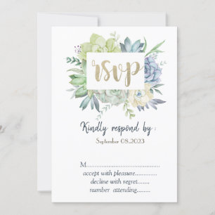 Watercolor Cactus Succulents Polka Dots RSVP Invitation