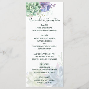 Watercolor Cactus Succulents Wedding Menu