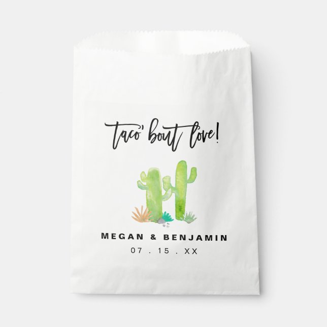 Watercolor Cactus Taco Bout Love Wedding Favour Bags (Front)