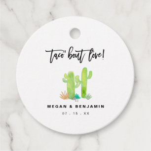 Watercolor Cactus Taco Bout Love Wedding Favour Tags