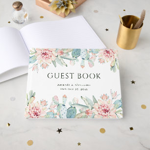 Watercolor Cactus Wedding Boho Desert Floral Guest Book