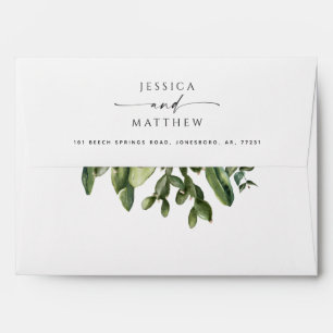 Watercolor Cactus Wedding. Modern Botanical Script Envelope