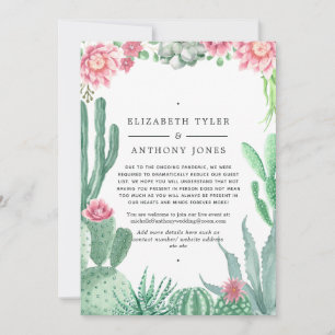 Watercolor Cactus Wedding Reduced Guest List Announcement