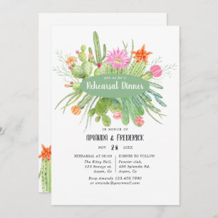 Watercolor Cactus Wedding Rehearsal Dinner Invitation