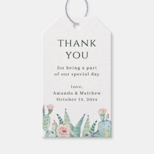 Watercolor Cactus Wedding Thank You. Desert Floral Gift Tags