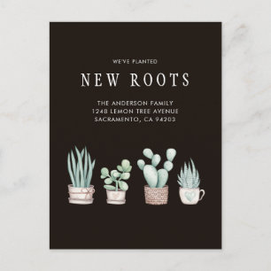 Watercolor Cactus We've Planted New Roots Moving Announcement Postcard