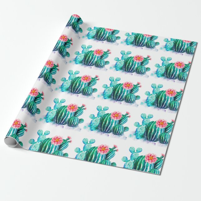 watercolor Cactus Wrapping Paper (Unrolled)