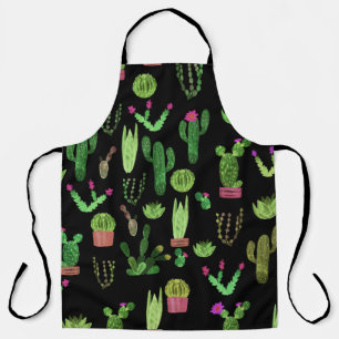 Watercolor Cactuses Plant Seamless Background Apron