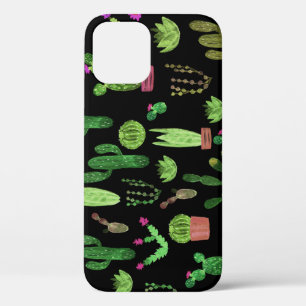 Watercolor Cactuses Plant Seamless Background iPhone 12 Case