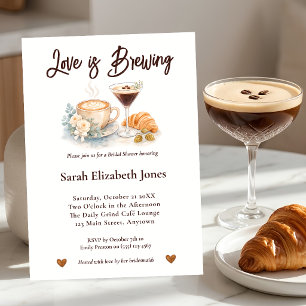 Watercolor Cafe Espresso Martini Bridal Shower Invitation