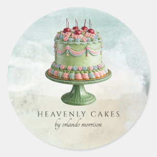 Watercolor Cake Baker Artisan Bakery Product Label