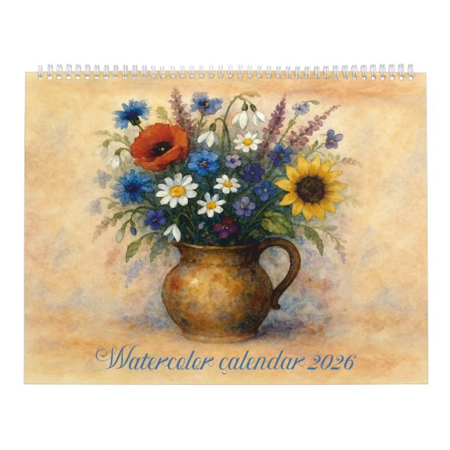 Watercolor Calendar 2026 Floral Jar (Cover)