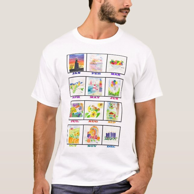 Watercolor Calendar T-Shirt (Front)