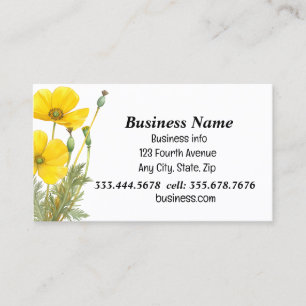 Watercolor California Poppy Garden State Flower Business Card