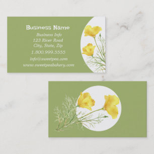 Watercolor California Poppy Wild Flower Floral Art Business Card
