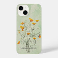 Watercolor California Poppy Wild Garden Flower 