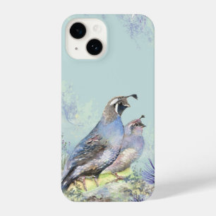Watercolor California Quail Bird Nature Art iPhone 14 Case