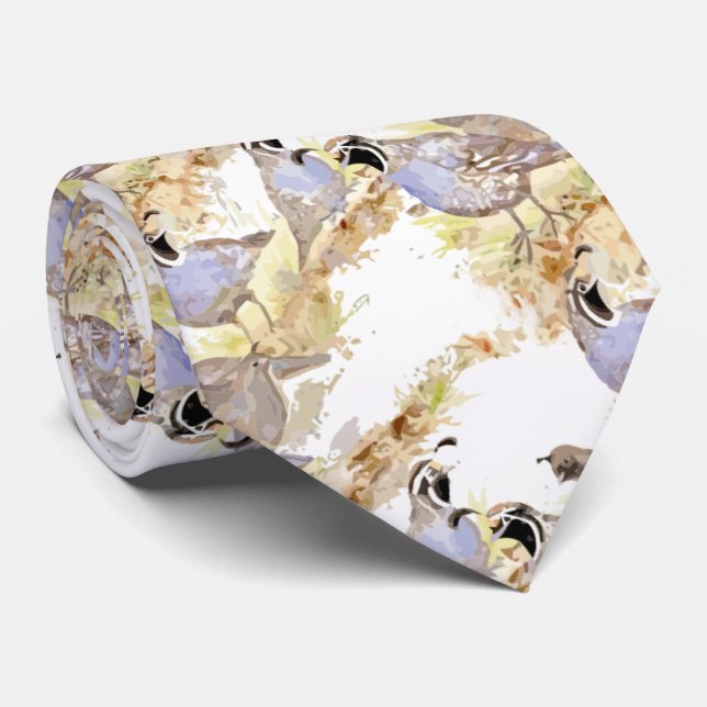 Watercolor California Quail Bird Nature Art Tie (Rolled)