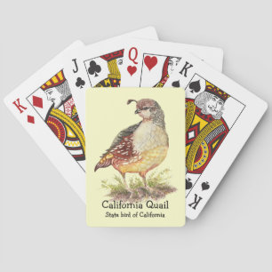 Watercolor California Quail State bird Playing Cards