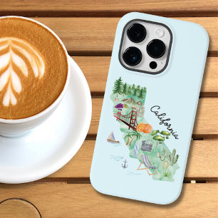 Watercolor California State Art Map Case-Mate iPhone 14 Pro Case