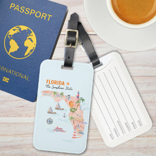 Watercolor California State Art Map Luggage Tag