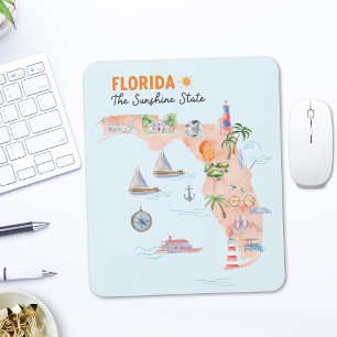 Watercolor California State Art Map Mouse Mat