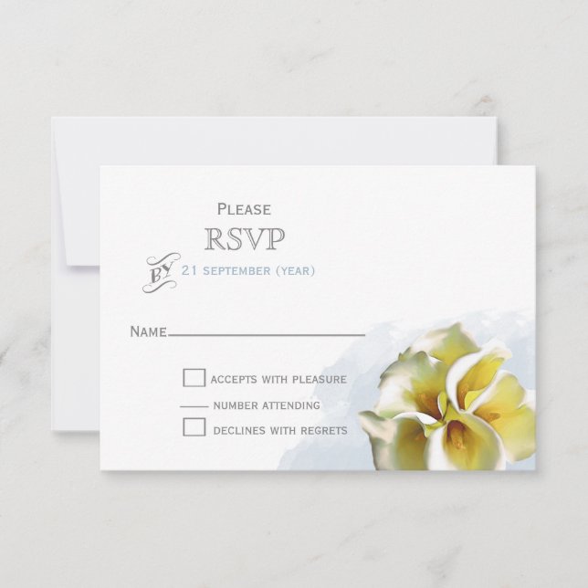 watercolor calla lilies Floral wedding RSVP (Front)