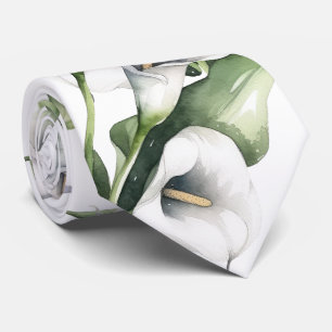 Watercolor calla lilies tie