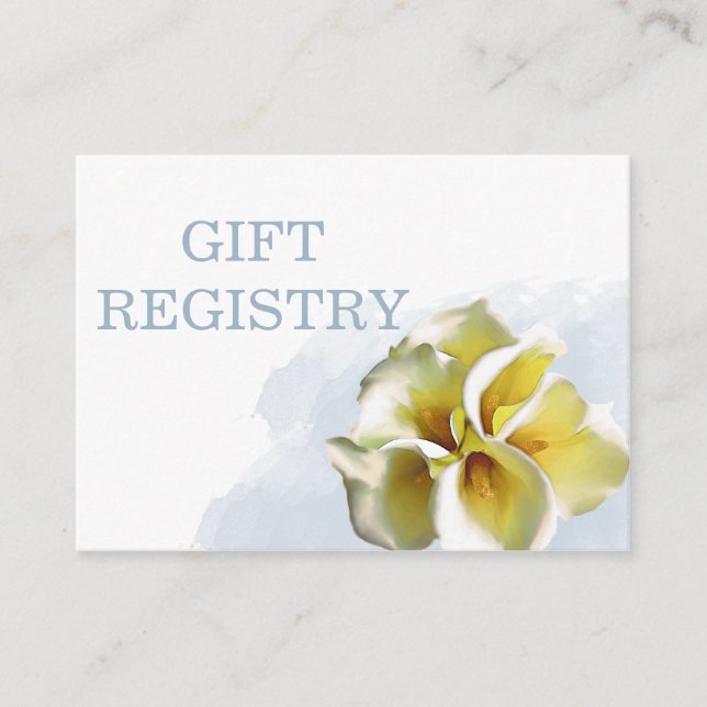 watercolor calla lilies wedding gift registry enclosure card (Front)