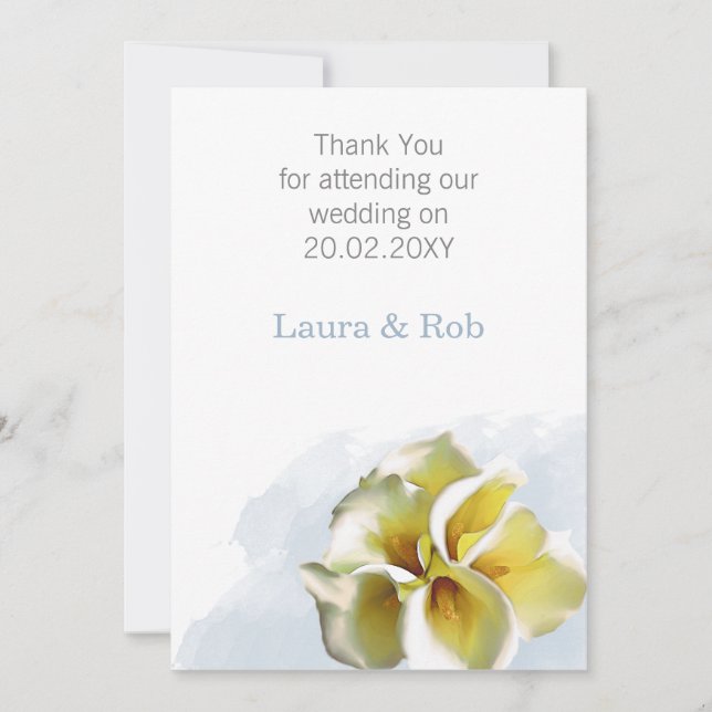 watercolor calla lilies Wedding Thank You cards (Front)
