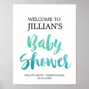 Watercolor Calligraphy Baby Shower Welcome Poster