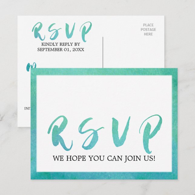 Watercolor Calligraphy Beach Menu Choice RSVP (Front/Back)