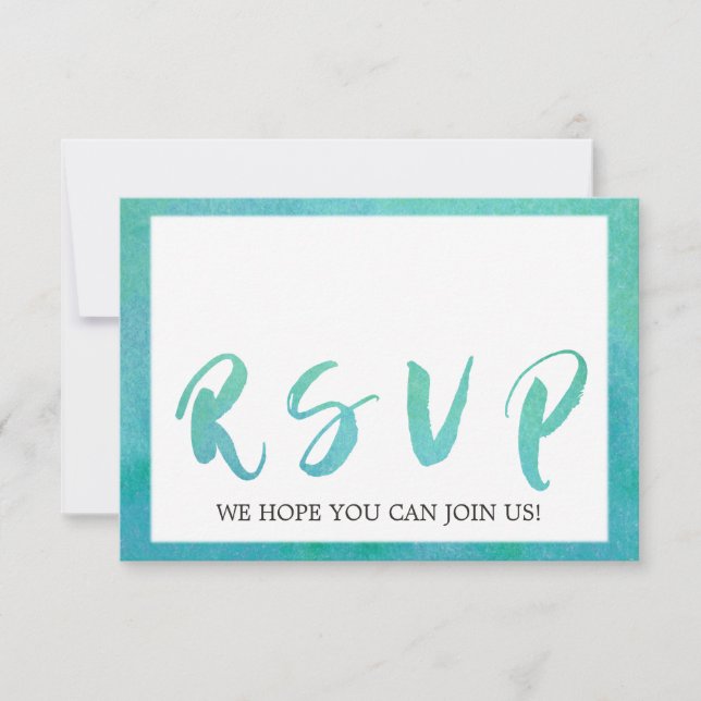 Watercolor Calligraphy Beach Menu Choice RSVP Card (Front)