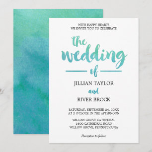 Watercolor Calligraphy Destination Beach Wedding Invitation