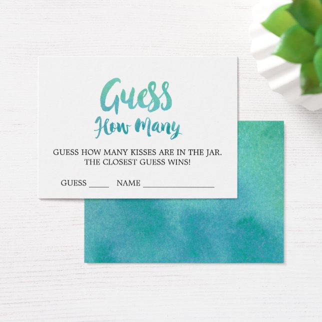Watercolor Calligraphy Guess How Many Kisses Cards (Desk)