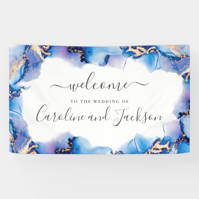 Watercolor Calligraphy Wedding Welcome Banner (Horizontal)