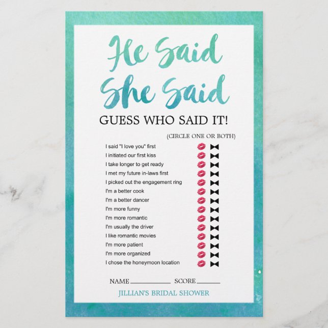 Watercolor Calligraphy "Wedding Word Search" Game (Front)
