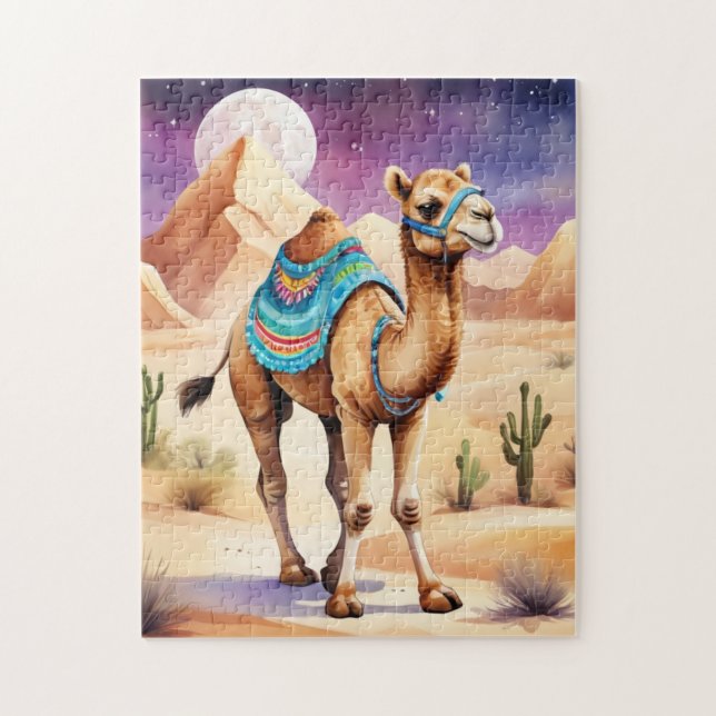 Watercolor Camel at Magical Night Jigsaw Puzzle (Vertical)