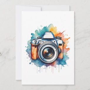 watercolor camera art  holiday card