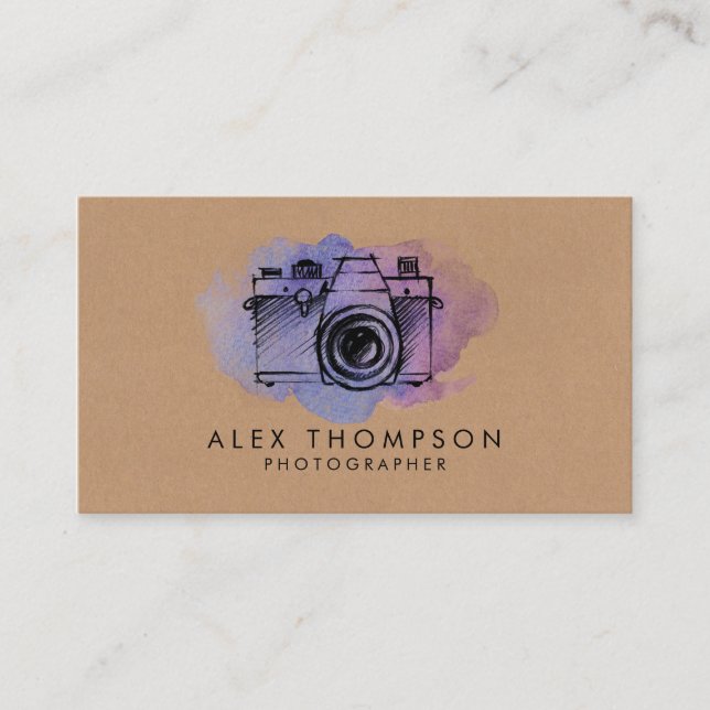 Watercolor Camera Photographer Business Cards (Front)