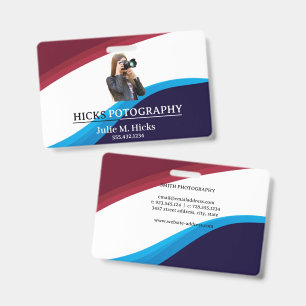Watercolor Camera Photography Business Card ID Badge