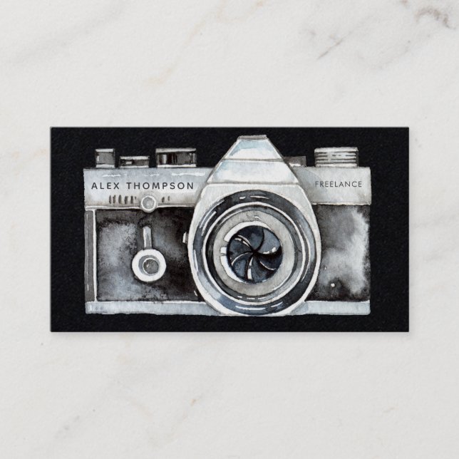 Watercolor Camera Professional Photographer Busine Business Card (Front)