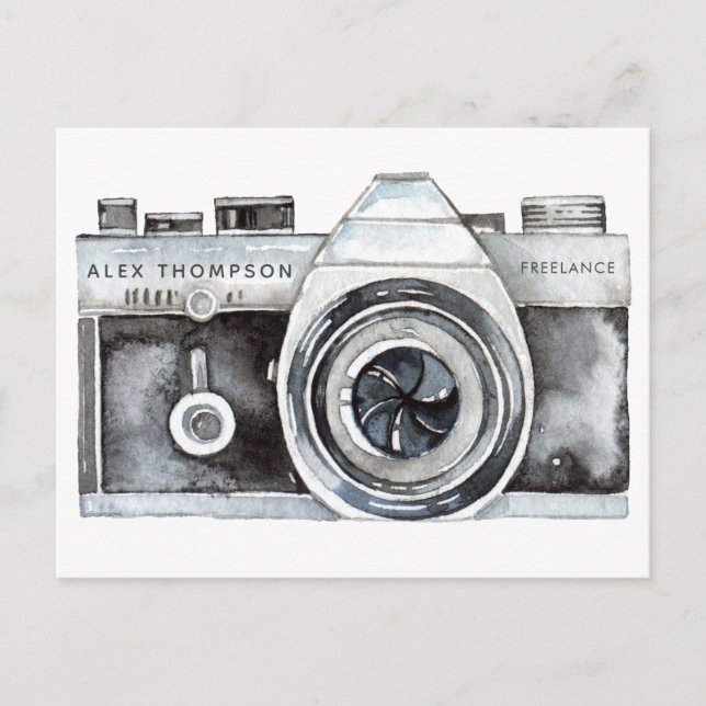 Watercolor Camera Professional Photographer Busine Postcard (Front)