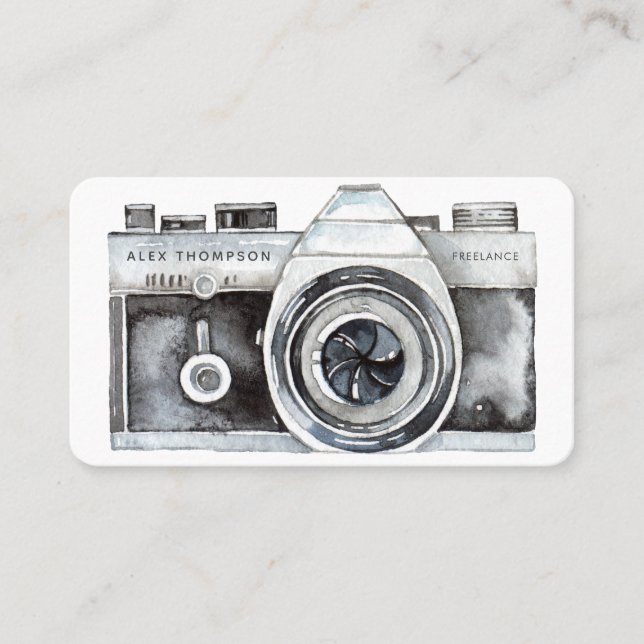 Watercolor Camera Professional Photographer Business Card (Front)
