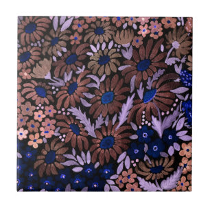 Watercolor camomille meadow flowers floral field d tile