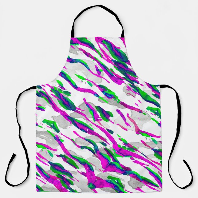Watercolor Camouflage Design. Abstract Safari Tile Apron (Front)