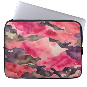 watercolor camouflage pink laptop sleeve