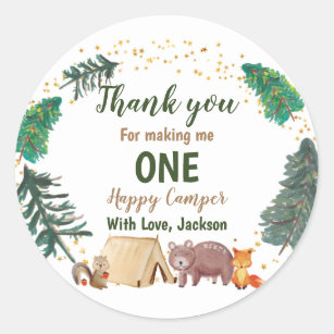 Watercolor Camper 1st birthday Thank You Sticker