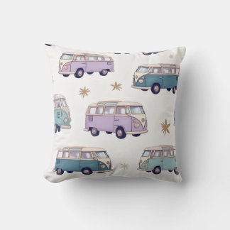 Watercolor camper van design cushion